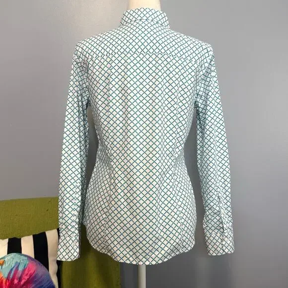 Brooks Brothers Blue White Geometric Cotton Tailored Fit Button Down Shirt 6 - Picture 5 of 5